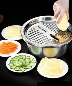 Alternative view of 3-in-1 Stainless Steel Multifunction Bowl Set (Kitchen Washing, Rinsing, Slicing)