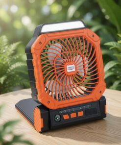 Multi-Functional Solar Rechargeable Fan with LED Light & Power Bank