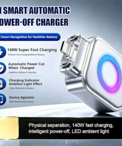 Smart Auto-Disconnect USB-C Charger Adapter 140W | Auto Power Cutoff Charging Separator | Battery Protector