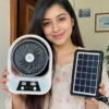 Easy Power EP-608 Solar Rechargeable Fan with Solar Panel & 2 LED Bulbs – 8 Inch - Image 2