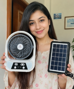 Alternative view of Easy Power EP-608 Solar Rechargeable Fan with Solar Panel & 2 LED Bulbs – 8 Inch