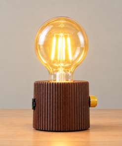 Alternative view of Camping Retro Night Light – Rechargeable Wooden LED Camping Lantern with Adjustable Brightness & Type-C Charging